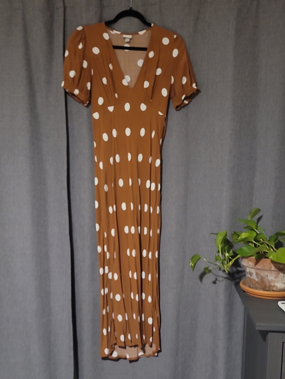 A New Day Brown and White Polka Dot Maxi Dress
